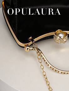 Túi cầm tay lấp lánh thanh lịch, quyến rũ dành cho nữ OpulAura có nơ, quà tặng lãng mạn, túi dạ hội hình hộp đính pha lê Rhinestone, túi xách & túi đeo vai cho tiệc trang trọng/dạ hội/sinh nhật, thích hợp làm quà tặng ngày lễ - màu đen - Xem 7