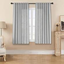Sheer Curtains 84 Inches Long, White Curtains Living Room 2 Panels Set, Linen Curtains Window Privacy With Filtering (W52 X L84 Inch, Linen), Home Decor - 烏木灰 - 查看 2