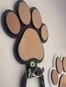 Luxury Wooden Double Headed Dog Leash Hook | Paw Print Rope Rack, Solid Wood Veneer, Perfect For Hallway Or Utility Room,Handmade Towel And Clothes Hanger, Suitable For Bedroom And Bathroom Decoration