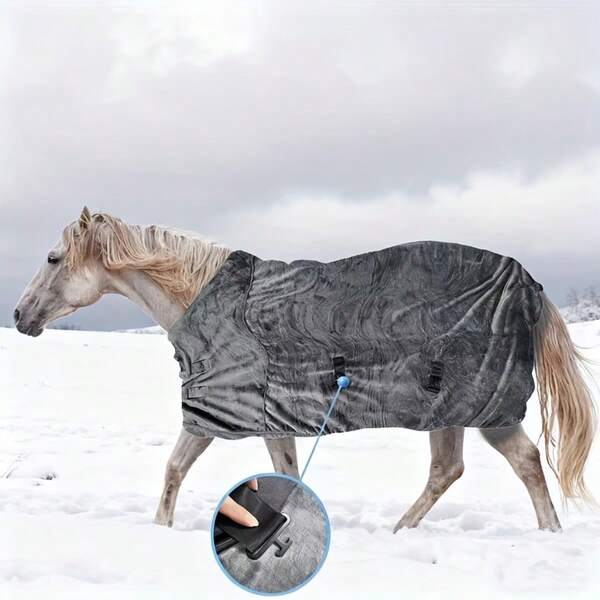 1pc Flannel Horse Blanket, Warm Winter Horse Clothing, Padded, Thick, Anti-Mosquito Horse Rug
