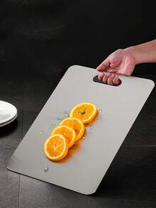 1pc Stainless Steel Cutting Board, Silver Chopping Block For Kitchen - Silver - View 5
