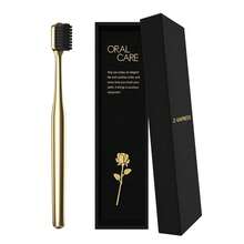 Gold Color Toothbrush - Soft Charcoal Bristles, Luxury Gold Plated, Travel Toothbrush For Adults{Inchcolor_nameinch:InchGoldBlackinch} - 金黑 - 查看 5