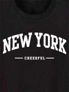 Men's Letter Print T-Shirt - Black - View 7