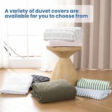 FTwin Duvet Cover Set, 2 Pieces Soft Bedding Set, Breathable And Cooling,Includes 1 Duvet Cover, 1 Pillow Case (Blue Stripe, FTwin){Inchcolor_nameinch:InchBlueStripeinch,Inchsize_nameinch:InchFTwininch} - 藍條紋 - 查看 7