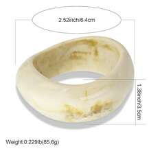 FUNOJOY Acrylic Resin Bangle Bracelets For Women 1-3Pcs Simple Oval Polished-Finish Chunky Bangle Bracelet Wide Wristbands Fashion Jewelry Bracelet For Women{Inchcolor_nameinch:InchD-Whiteinch} - D-白色 - 查看 4