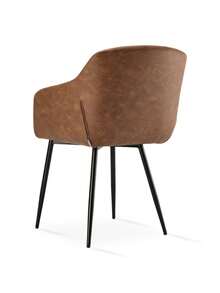 Goeurvant Contemporary Vertical-Stripe Upholstered Dining Chairs With Armrests & Metal Legs For Dining Room, Kitchen, Living Room - Set Of 2 / Set Of 4 / Set Of 6 - Brown - 棕色 - 查看 8