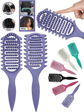 轻便卷发梳 – 通风设计，快速干发，打造卷度，轻柔造型，非常适合夏季、旅行和日常使用。