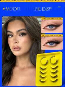 猫眼眼线和假睫毛，透明飞扬假睫毛，狐狸眼假睫毛，仿狐狸毛假睫毛，自然假睫毛，短假睫毛延长，化妆。 - 黑色 - 查看 5