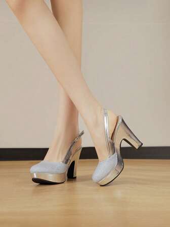 11.3厘米防水厚底搭扣闭趾超高跟凉鞋，粗跟，女神风，2024新款