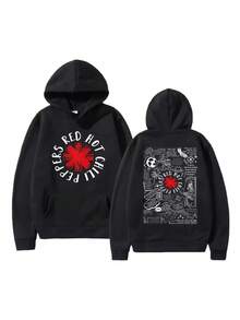 Streetwear Oversized Men Red Hot Fire Squid Chili Peppers Hoodies Man Sweatshirt Unisex Pullover Male Casual High Quality Tops (1) - 黑色 - 查看 1