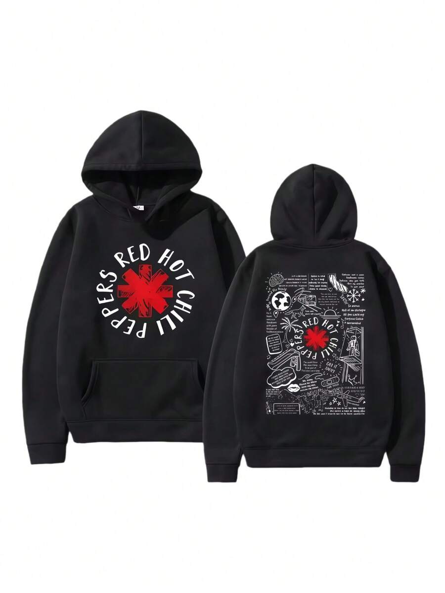 Streetwear Oversized Men Red Hot Fire Squid Chili Peppers Hoodies Man Sweatshirt Unisex Pullover Male Casual High Quality Tops (1) - 黑色 - 查看 1