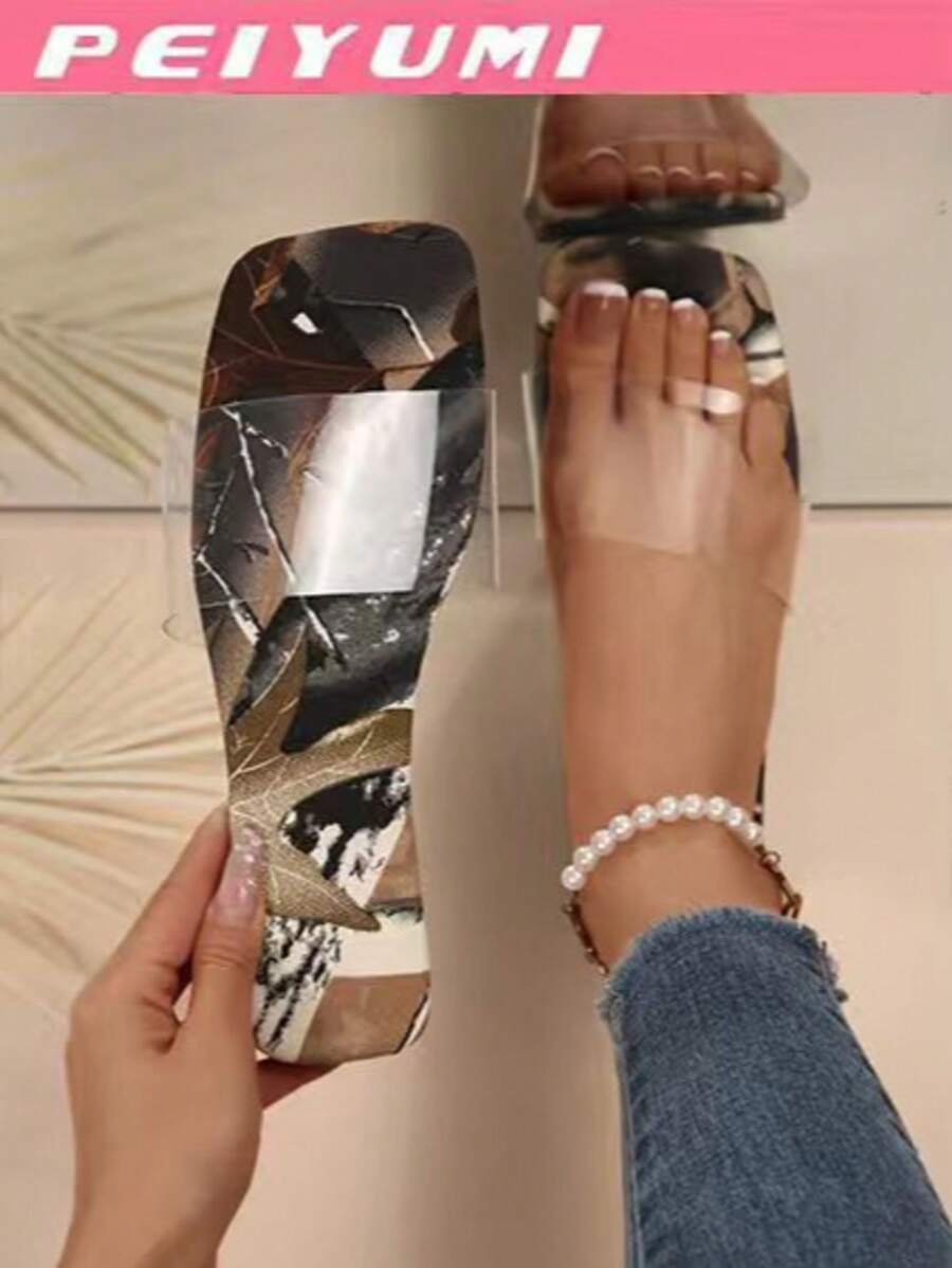 PEIYUMI Dép sandal thời trang nữ trong suốt, thoải mái & mềm mại, thích hợp đi biển, thường ngày và tiệc tùng
