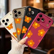 A Retro Crochet-Style Phone Case Featuring An Orange Flower, Designed For Iphone 17, 16, 15, 14, 13, 12, 11 Plus, Pro, And Max. This Textured And Cozy Gift Evokes The Charm Of Vintage Crafts With Its Floral Design. Perfect As A Gift Idea.,Suitable For IPhone17 Air - 白色 - 查看 6