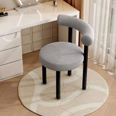 Modern Vanity Chair Vanity Stools For Makeup Room Makeup Chair With AntiSlip Feet Furry Padded Seat Modern Chairs For Makeup Bathroom Vanity Bedroom Living Room Entryway Grey