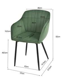 Goeurvant Contemporary Vertical-Stripe Upholstered Dining Chairs With Armrests & Metal Legs For Dining Room, Kitchen, Living Room - Set Of 2 / Set Of 4 / Set Of 6 - Bright Green - 綠色 - 查看 10
