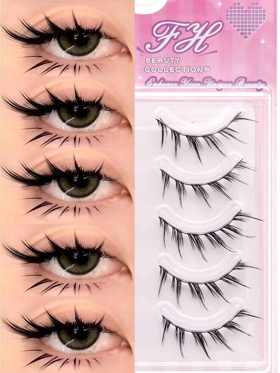 5对狐狸眼假睫毛，自然纤长透明卡通尖头动漫假睫毛，眼部化妆工具 - 狐狸眼睫毛 - 查看 1