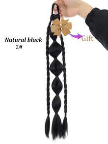 1PC Synthetic New Chinese Style Lantern Bubble Ponytail With Removable Yellow Bow For Girls Kids Sweet CoolLong Braid Lantern Boxing High Ponytail - Multicolor - View 16