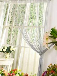 1 PC Beaded Curtain Wall Panel Fringe Window Room Divider Blind Bedroom Decorative Tassel Screen Ribbon Strings Strip Thread Screen For Home, Wedding, Cafe (39"X79")) - Hồng - Xem 3