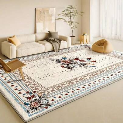 1 pieza Alfombra vintage con estampado floral francés azul, alfombra decorativa para el hogar, suave y cómoda, alfombra amigable con la piel, alfombra para sala de estar, alfombra para asiento de sofá, alfombra pequeña de área, alfombra decorativa versátil y creativa para el hogar, alfombra grande para sala de estar, alfombra para dormitorio, decoración de habitación