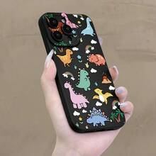 Dinosaur Colorful Small Pattern Angel Eye Matte Soft Case Compatible With IPhone 17 Air/16 15 14 13 12 Pro Max/17 16 15 14 Plus Mini 11/X/XS Max Compatible With Samsung S22 S23 S24 S25+ Ultra/Edge/Plus Anti-Fingerprint Shockproof Anti-Drop Phone Case Unisex Holiday Birthday Gift - 黑色 - 查看 7