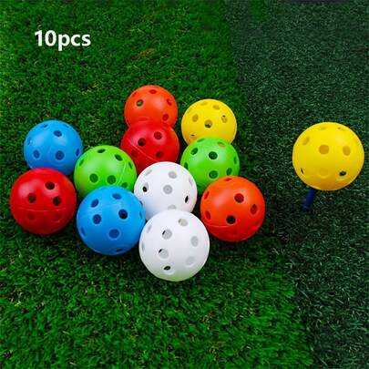 10 pezzi Palline da golf da allenamento con 26 fori per la pratica indoor, palle combinate da pickleball per uso esterno ad alta elasticità e durata, palle da acqua per spiaggia con fori