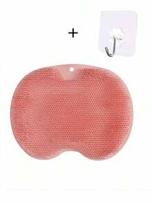 Shower Cleaning Brush Wall-Mounted Silicone Back & Foot Massage Bath Mat Bathroom Scrub Pad With Suction Cup For Exfoliating Dead Skin (Pink)