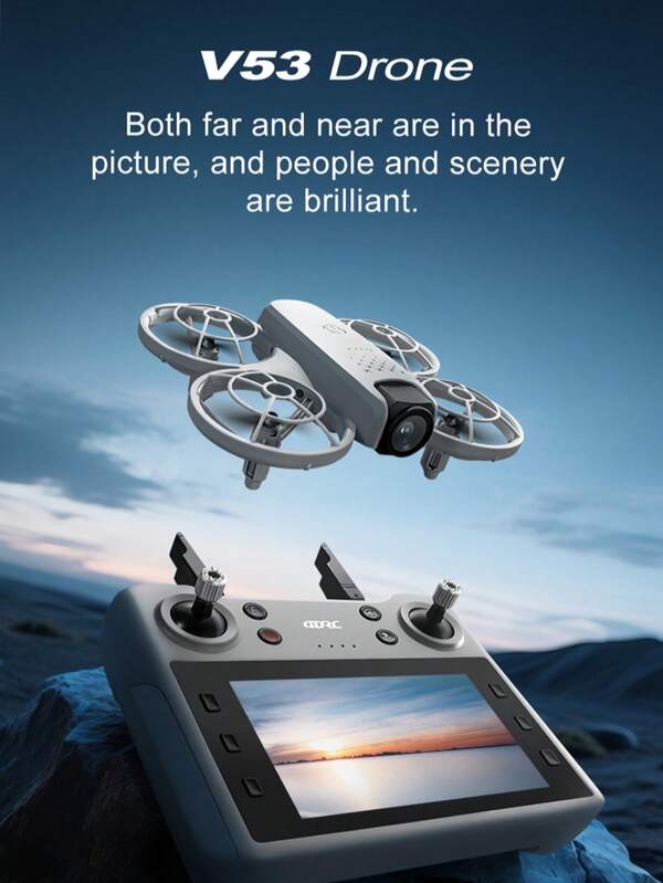 Mini Drone With Screen Controller With SD Card, Two-Batteries, Optical Flow Positioning, All-Round Protection For Flight Paddles, Suitable For Beginner. (2 Batteries) ﻿Toys Gifts, Christmas, Halloween, Thanksgiving Gifts