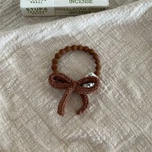 1个手工钩编蝴蝶结发圈 - 彩色弹力针织发绳，适合女性/女孩，可爱柔软的布艺发饰，可用于日常/派对发型，也可作为发绳、马尾辫发圈、发圈等使用。橡皮筋 - 彩色 - 查看 7