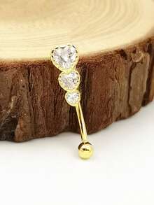 FOREVER QUEEN 1PC 925 Sterling Silver Three Heart Belly Button Rings For Women Heart Cubic Zirconia Belly Rings Clear CZ Navel Rings Piercing - Navel Nails - View 3