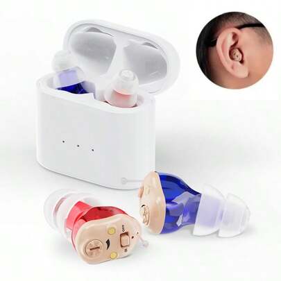 Hearing Aid, Wireless Sound Amplifier ITE Mini Invisible Elderly Hearing Aid Earphone, Hearing Impaired Hearing Device
