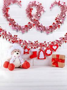 3pcs/Set Heart-Shaped Metal Wire Wreath, Shiny Hanging Decor, Suitable For Valentine's Day Tree, Engagement Anniversary, Wedding Party - Multicolor - View 3