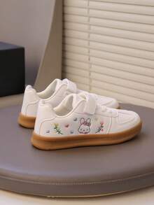 1 Pair New Embroidered Girls/Kids Casual Sneakers, Fashion Versatile Shoes
