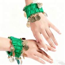 1 paire de bracelets à pièces en mousseline, accessoires de danse, décoration de costume de scène, accessoire polyvalent de style de rue, convient pour Halloween, carnaval, célébrations de festivals, peut également être utilisé comme bracelets de cheville, costume de fête - Multicolore - Voir 9