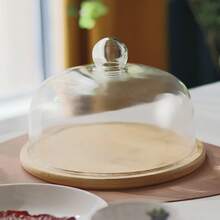 1pc Large Cake Stand With Transparent Glass Cover, Fruit Tasting Plate, Bread & Dessert Display Tray With Glass Dome, Fruit Dust-Proof & Fresh-Keeping Tray, Suitable For Parties, Gatherings, Hotel Banquets - Multicolor - View 4