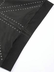 Streetwear Stil Hoodie Sweatshirt mit Nieten und Britischer Flagge, lässige College Jacke in Oversize - Schwarz - Übersicht 9