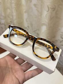 1副女士休闲复古黑色方形透明镜片眼镜，适合日常佩戴和街头摄影 - 彩色 - 查看 16