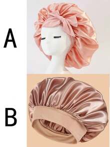 Chapeau de satin de luxe avec sangles réglables - Chapeau de soins capillaires léger, chapeau pour cheveux secs pour un confort toute la nuit, conditionnement et douche - Pour femmes et hommes - Multicolore - Voir 3