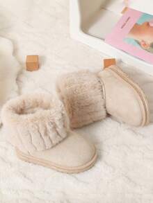 1双女童冬季新款软底时尚多功能户外防滑保暖抓绒雪地靴 - 米色 - 查看 4