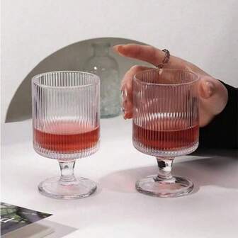 6pcs/4pcs/2pcs/1pc High-Quality White Striped Stemware, Large Capacity, Stylish Design, Comfortable Grip, Suitable For Home, Birthday Party, Formal Occasions, Can Hold Tea, Beverages, Coffee, Whiskey, Brandy, And More