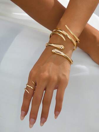 1 Set Asymmetrical Geometric Waterdrop Bracelet & Fashion Jewelry Set For Women