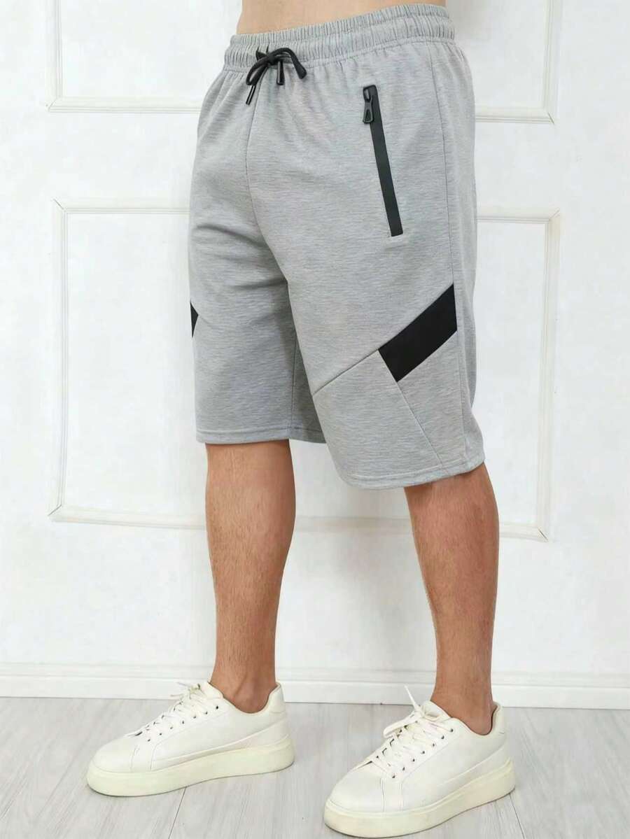 Men's Sweatpants / Zippered Pockets / Elastic Waist - 淺灰色 - 查看 1