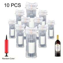 3/6/10 piezas Bolsas protectoras inflables para botellas de vino, envoltura de columna de aire reutilizable y a prueba de golpes con bomba, suministros de embalaje y envío para viajes en avión, bolsas de envío de botellas de vidrio, bolsas de embalaje rellenas de aire