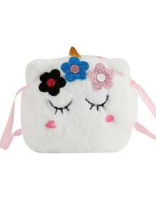 1 PC Winter Cartoon Children'S Plush Shoulder Bag, Unicorn Coin Purse, Kindergarten Cute Girl Crossbody Bag