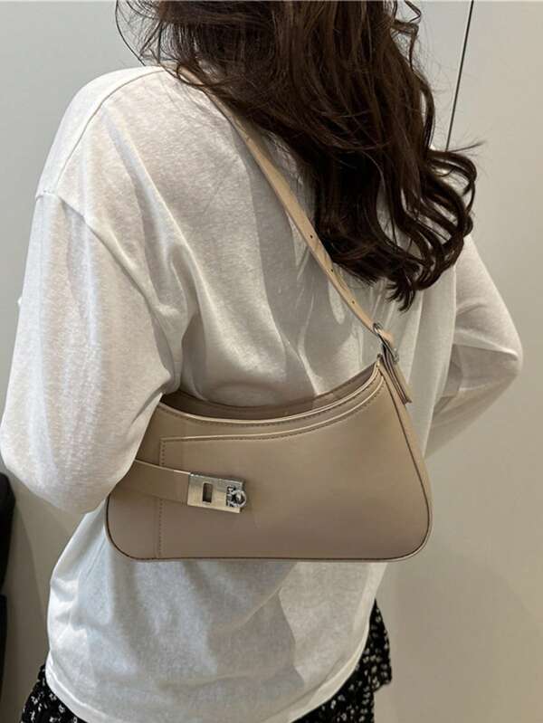 New Solid Color Women Daily Commute Shoulder Bag, Autumn/Winter
