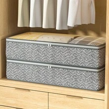 60L/90L/125L Extra Large Under Bed Storage Container, Wardrobe Organizer Box, Foldable Underbed Storage Bag For Blankets, Clothes, Duvets, Sweaters, Pillows, Linen, Packing Paper, Grey Oversized Underbed Storage Box For Home, Fabric Organizer Box, Foldable Storage Bin