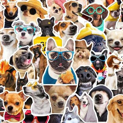 1set 50pcs Cute Dog Stickers, Waterproof Graffiti Decals For Laptop, Phone Case, Guitar, Helmet Back To School