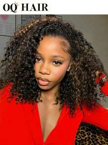 OQ Hair 3 In 1 Half Wig Water Wave Glueless Balayage Highlight Ombre Brown Wear Go Half Wig 180% Density 14-16 Inch Bob 18-28 Inch Daily Wear Drawstring Flip Over Wig - S2/30 - View 4