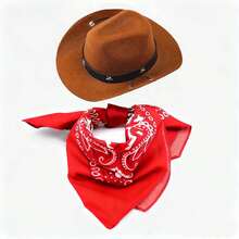 Babykostüm im Western-Cowboy-Stil - stilvoller brauner Ledercowboyhut + retrobedrucktes Lätzchen, süßer Kinderfotorequisit, unisex für Baby Jungen und -mädchen, Neugeborenen-Modeoutfit, -tauglich, Baby-Shower/Geburtstags-Geschenk, Baby-Fotorequisit