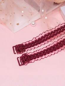 2pcs Lace Elastic Bra Straps, Wide Strap Design - Multicolor - View 8