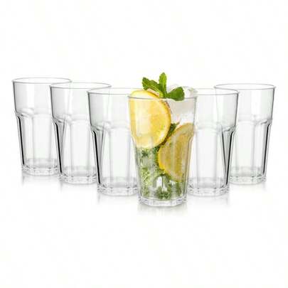 6 Pcs Plastic Tumblers, Unbreakable Cups, Reusable Drinking Cup And Adults, Stackable Acrylic Glasses Camping Picnic Party Cocktail Whiskey Wine 6pc - 300m10oz
